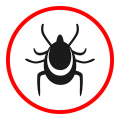 TICKS DANGER sign. Round. Vector.