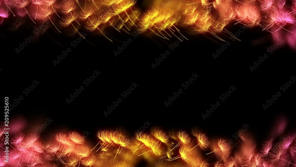 Poster abstract bokeh light sparkles dandelion or tampopo blow pattern yellow and pink gradient color illus