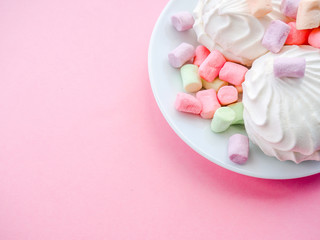 Pink and white marshmallow with pink dishes, Rose marshmallow Zephyr