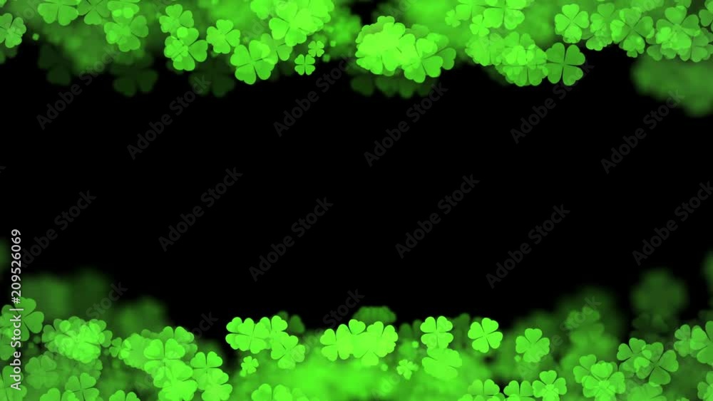 Aufkleber abstract bokeh light sparkles clover four leaf pattern green color illustration on dark background, 