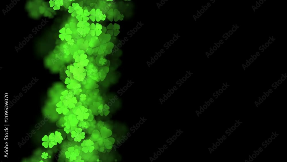 Poster abstract bokeh light sparkles clover four leaf pattern green color illustration on dark background, 