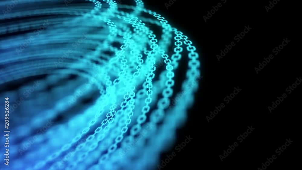 Aufkleber abstract moving chain pattern blue gradient color circle shape, mining bitcoin cryptocurrency concep