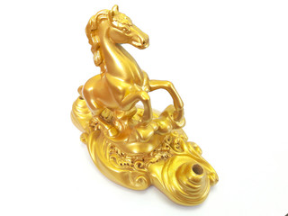 Golden Horse on white background