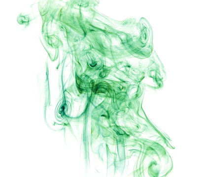 Green smoke on white background
