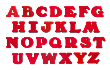 letter A-Z uppercase alphabet plastic on white background