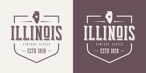 Illinois state textured vintage vector t-shirt and apparel desig - obrazy, fototapety, plakaty