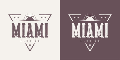 Obraz premium Miami Florida teksturowanej vintage wektor t-shirt i projekt odzieży