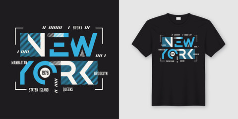New York geometric abstract style t-shirt and apparel design, ty