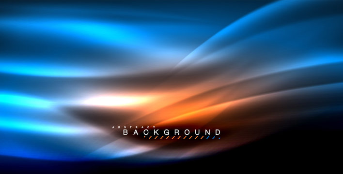 Neon glowing wave, magic energy and light motion background