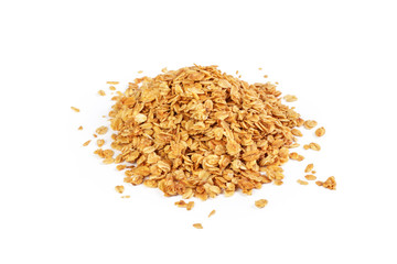 Oat Granola breakfast cereal isolated on white background