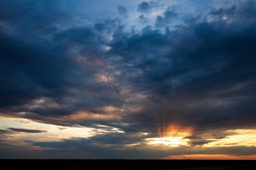 Amazing sky at sunset in Kazakhstan