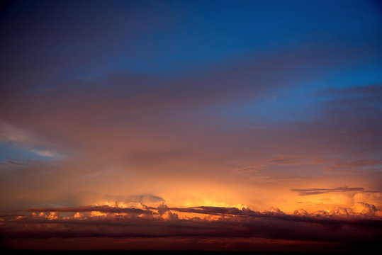 Amazing sky at sunset in Kazakhstan © Александр Катаржин