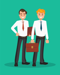 Two successful businessmen in white shirts.