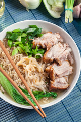Ramen. Japanese noodle soup with pork