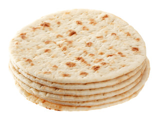 White tortillas isolated on white background.
