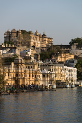 Udaipur Pichola lake and palace view in Rajastan, India