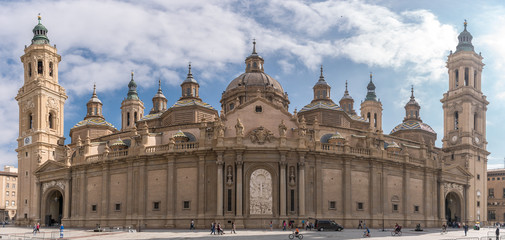 Basilica Cathedral Pilar Zaragoza Aragon Spain gigapan, facade entrance