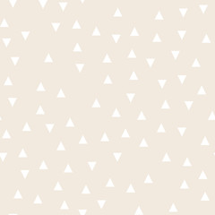 Light geometric background with triangles. Seamless pattern Two colors beige and white. Vector illustration