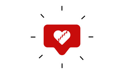 Dislike Heart Icon Vector illustration. Social Media Notification. Instagram Like