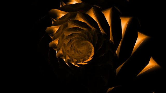 4k Abstract swirl spiral shell glass crystal jewel tunnel hypnosis background.