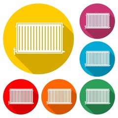 Central Heating Radiator icon, Heating radiator icon, color icon with long shadow