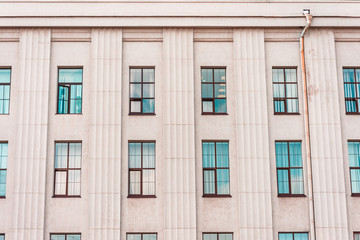 Fototapeta premium The facade of the historic building pastel colors building with window.