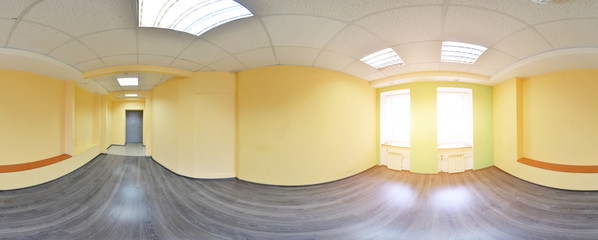 360 panorama view in modern empty apartment interior, degrees seamless panorama.