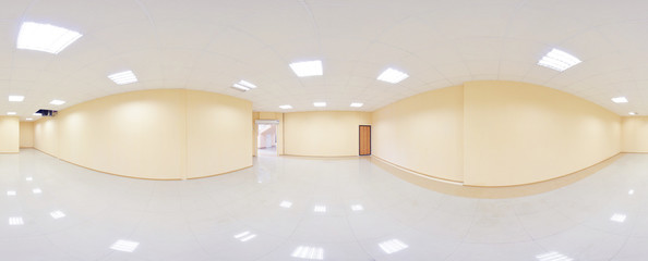 360 panorama view in modern empty apartment interior, degrees seamless panorama.