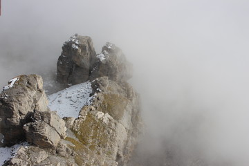 Rock in Fog in Zermatt, Switzerland