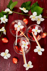 Strawberry detox water with jasmine flower.