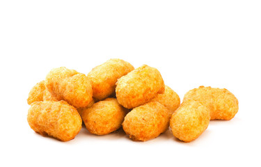 Fried crispy round chicken nuggets