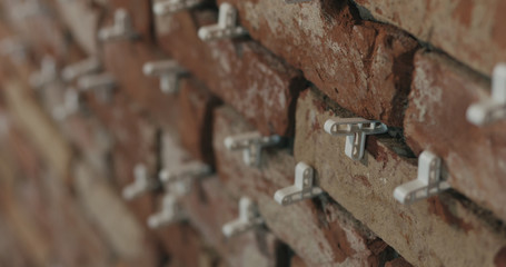 brick cuts tile on the wall closeup