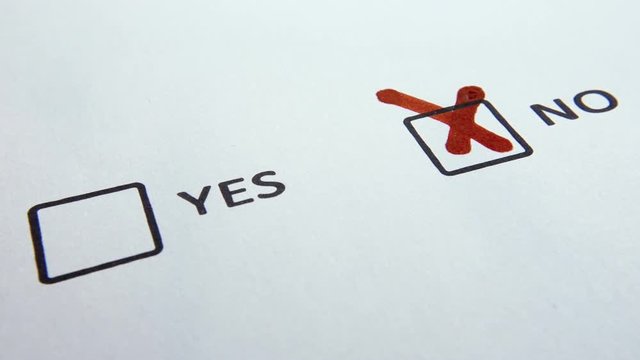 Checkboxes Yes and No, answer is No