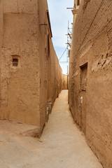 Narrow street of old town in Yazd. Iran