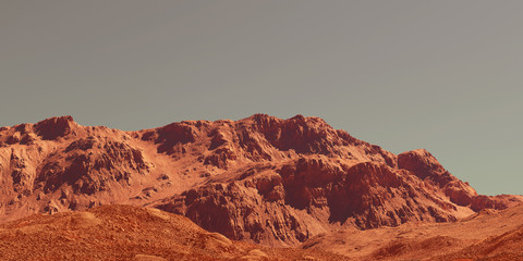 Mars landscape, 3d render of imaginary mars planet terrain © Cobalt