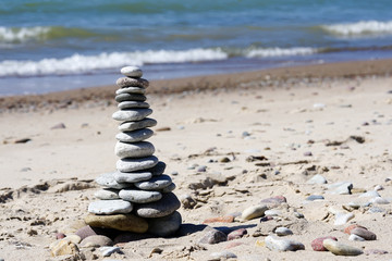 stones pyramid on the beach