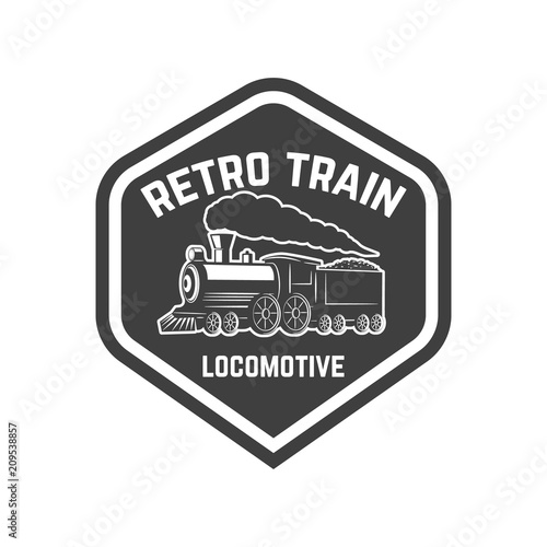 emblem template with vintage train design element for logo sign