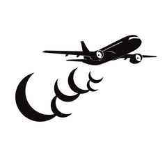 Airplane with clouds silhouette on white background with place for text. EPS10 vector.