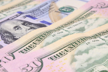 Background of dollar bills close-up. Close-up. Background. Texture.