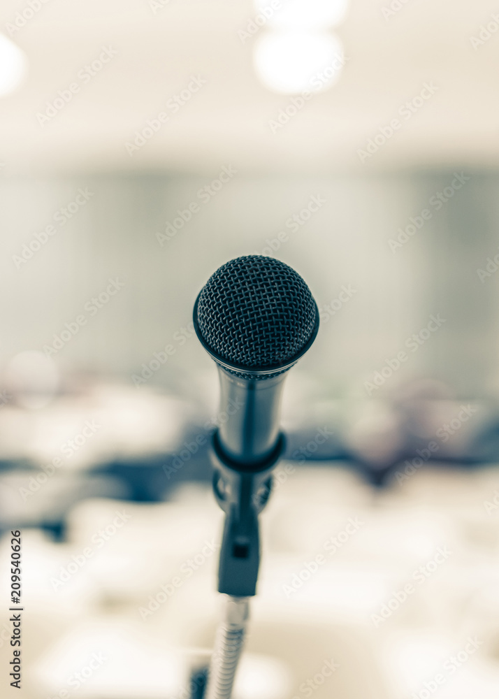 Wall mural microphone speaker for seminar or conference meeting in educational business event