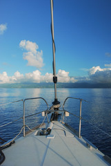 Fototapeta na wymiar Sailing to Tahiti, French Polynesia