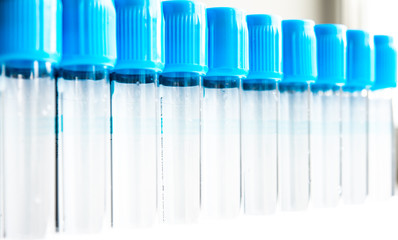 blue vacuum blood collection tubes
