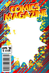 Editable comic book cover with abstract background.