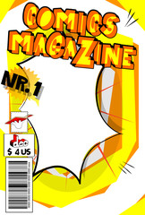 Editable comic book cover with abstract background.