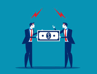 Business team compeition, The quarrel between employees. Concept business vector illustration, Conflict, Flat business cartoon dedign.