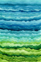 Watercolor Background with Blue and Green Stripes