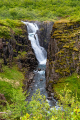 Wonderful and high waterfall Fardagafoss near Egilsstadir on Eastern Iceland