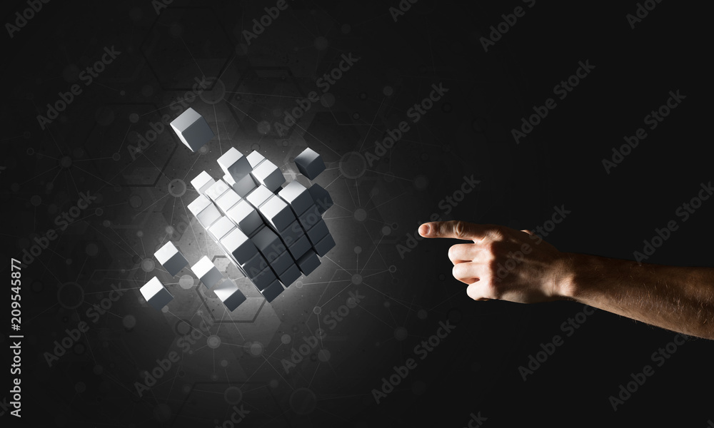 Poster idea of new technologies and integration presented by cube figure