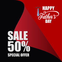 Happy Father's Day Sale 50% Special Offer Vector Template Design Illustration