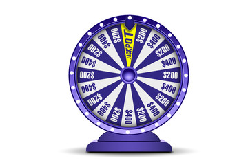 Fortune wheel 3d object isolated on white background. Wheel of luck. Online casino banner. Gambling concept